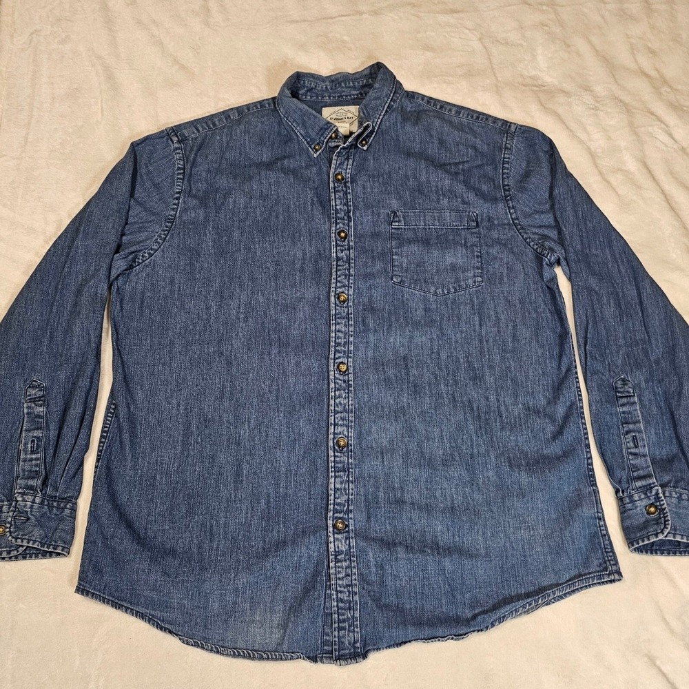 St. John's Bay XL Denim Long Sleeve Button Up Shirt